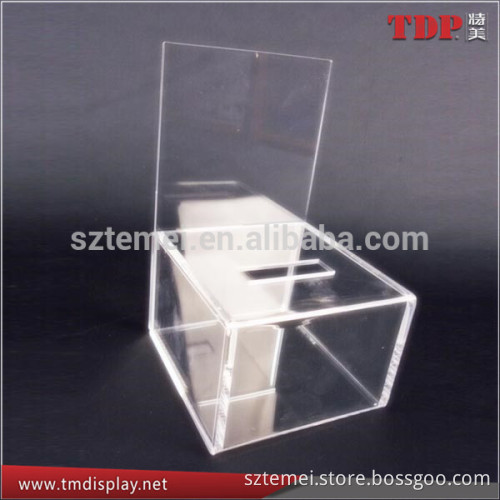 clear acrylic donation box with sign holder
